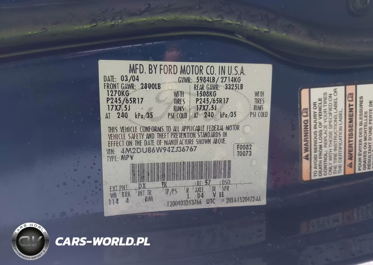 2004 Mercury Mountaineer VIN:4M2DU86W94ZJ36767 - 9