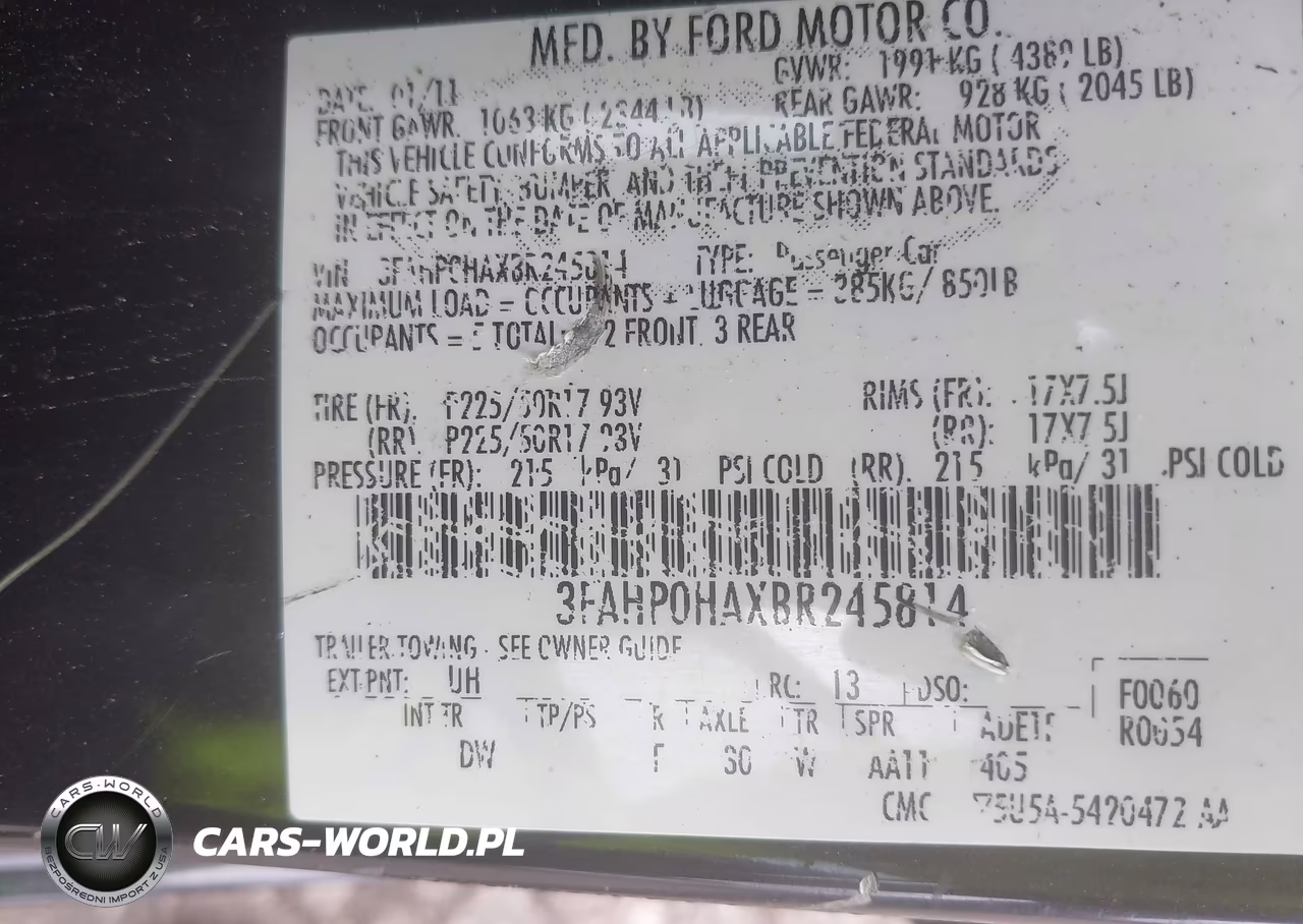 2011 Ford Fusion Se VIN:3FAHP0HAXBR245814 - 9
