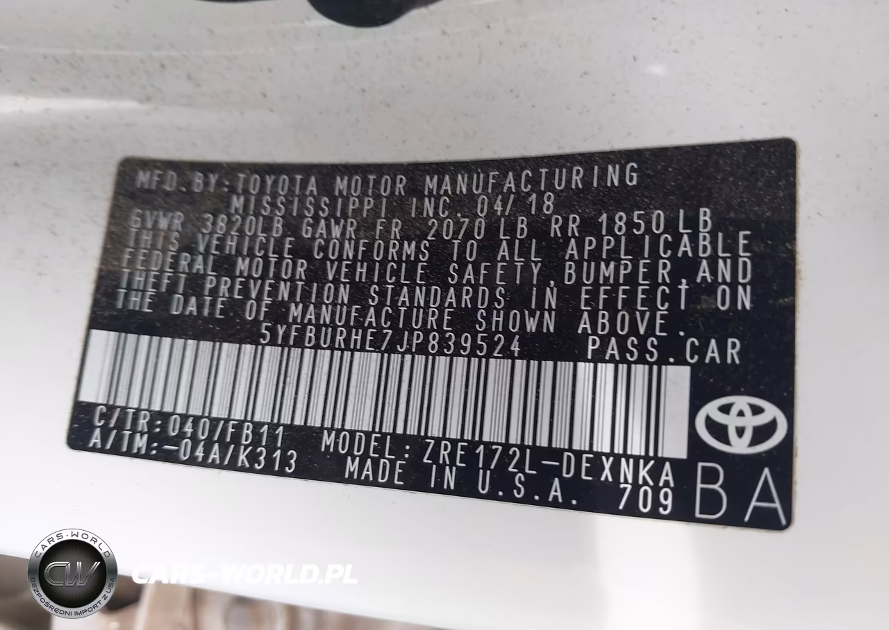 2018 Toyota Corolla Le VIN:5YFBURHE7JP839524 - 9