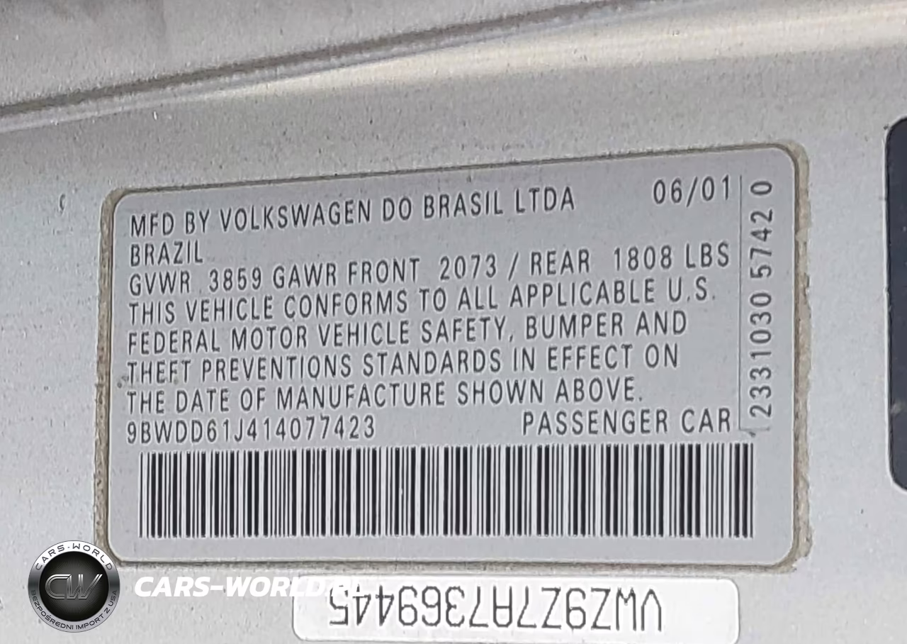 2001 Volkswagen Gti Gls VIN:9BWDD61J414077423 - 9