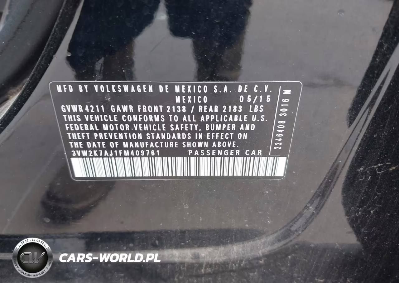 2015 Volkswagen Jetta 2.0L S VIN:3VW2K7AJ1FM409761 - 9