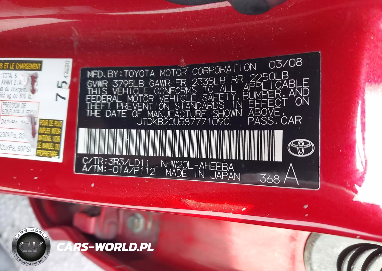 2008 Toyota Prius VIN:JTDKB20U587771090 - 9