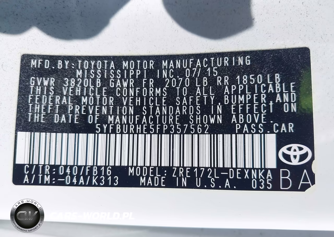 2015 Toyota Corolla Le VIN:5YFBURHE5FP357562 - 9