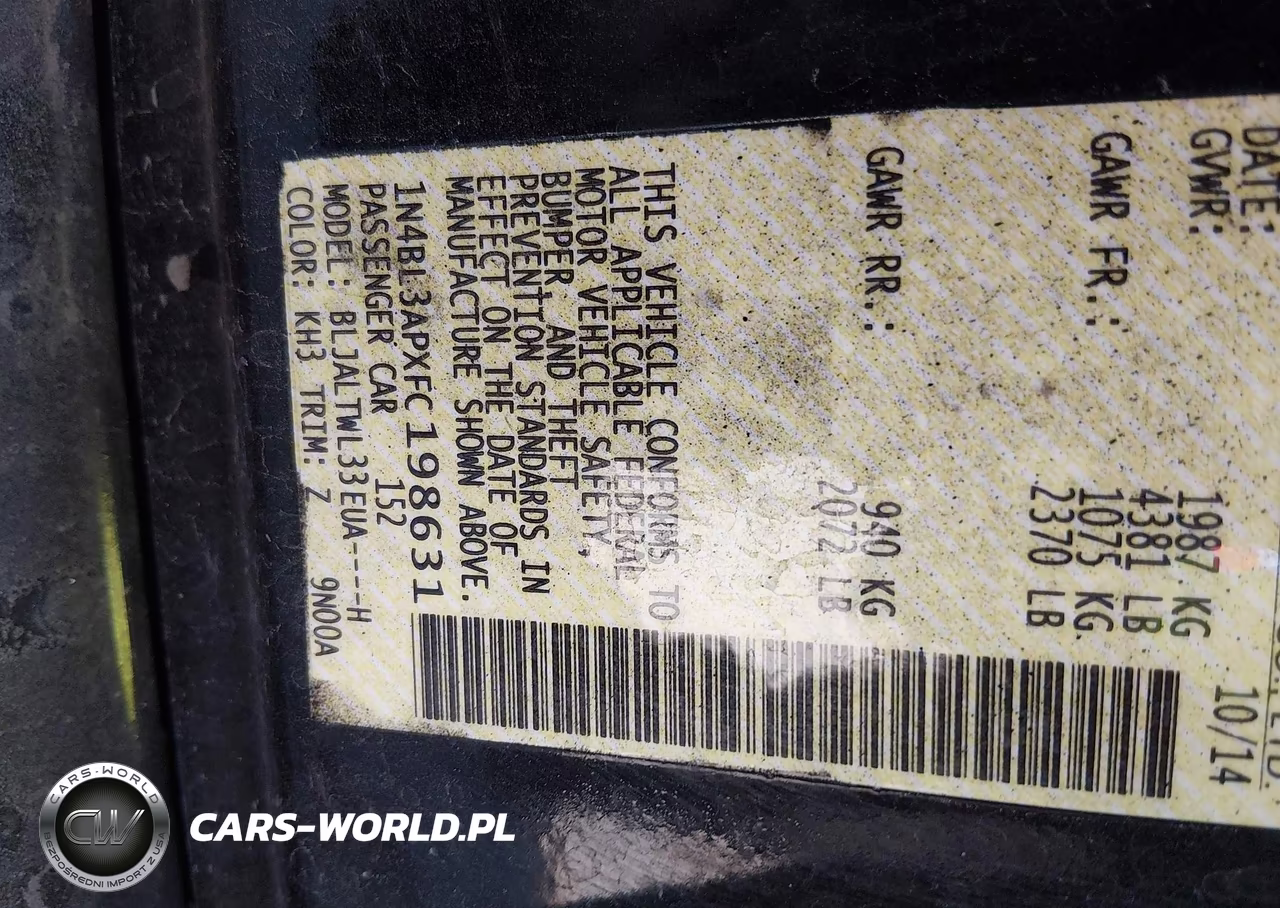 2015 Nissan Altima 3.5 Sl VIN:1N4BL3APXFC198631 - 9