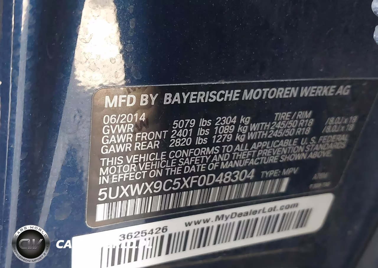 2015 BMW X3 xDrive28I VIN:5UXWX9C5XF0D48304 - 9