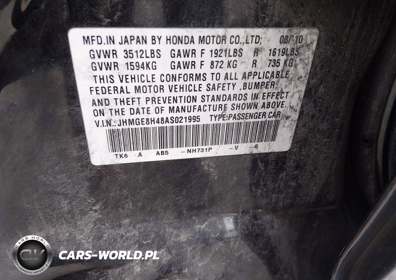 2010 Honda Fit Sport VIN:JHMGE8H48AS021995 - 9