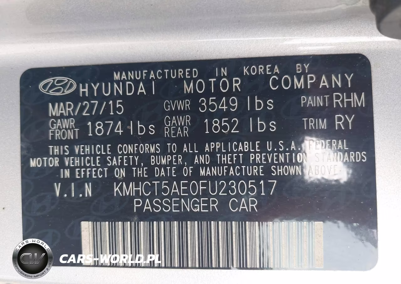 2015 Hyundai Accent Gs VIN:KMHCT5AE0FU230517 - 9