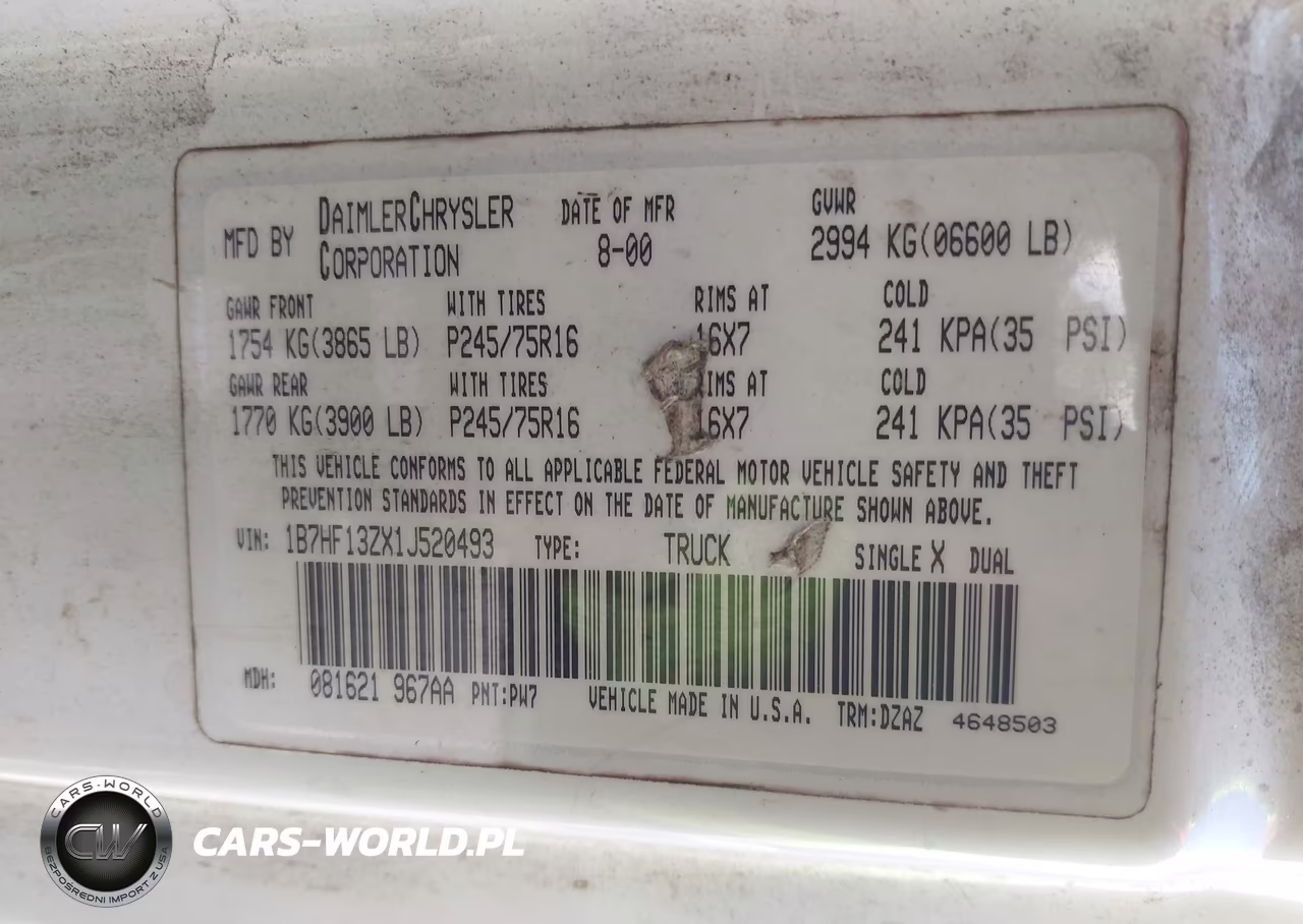 2001 Dodge Ram 1500 St VIN:1B7HF13ZX1J520493 - 9