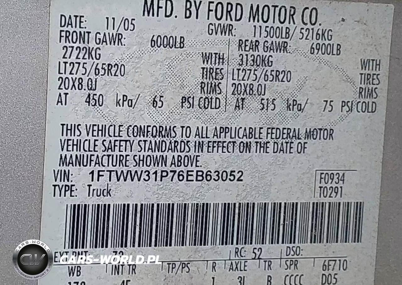 2006 Ford F-350 VIN:1FTWW31P76EB63052 - 8