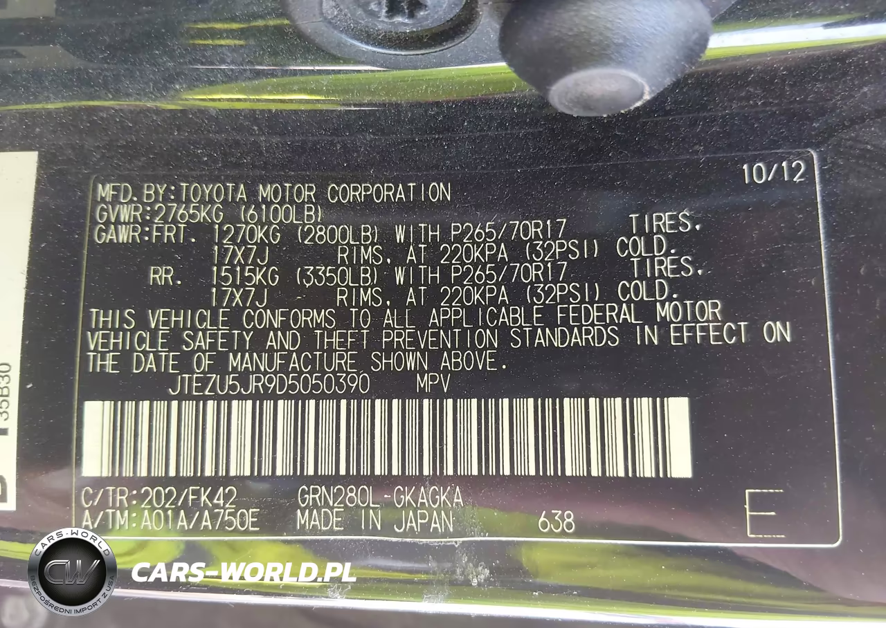 2013 Toyota 4Runner Sr5 VIN:JTEZU5JR9D5050390 - 9
