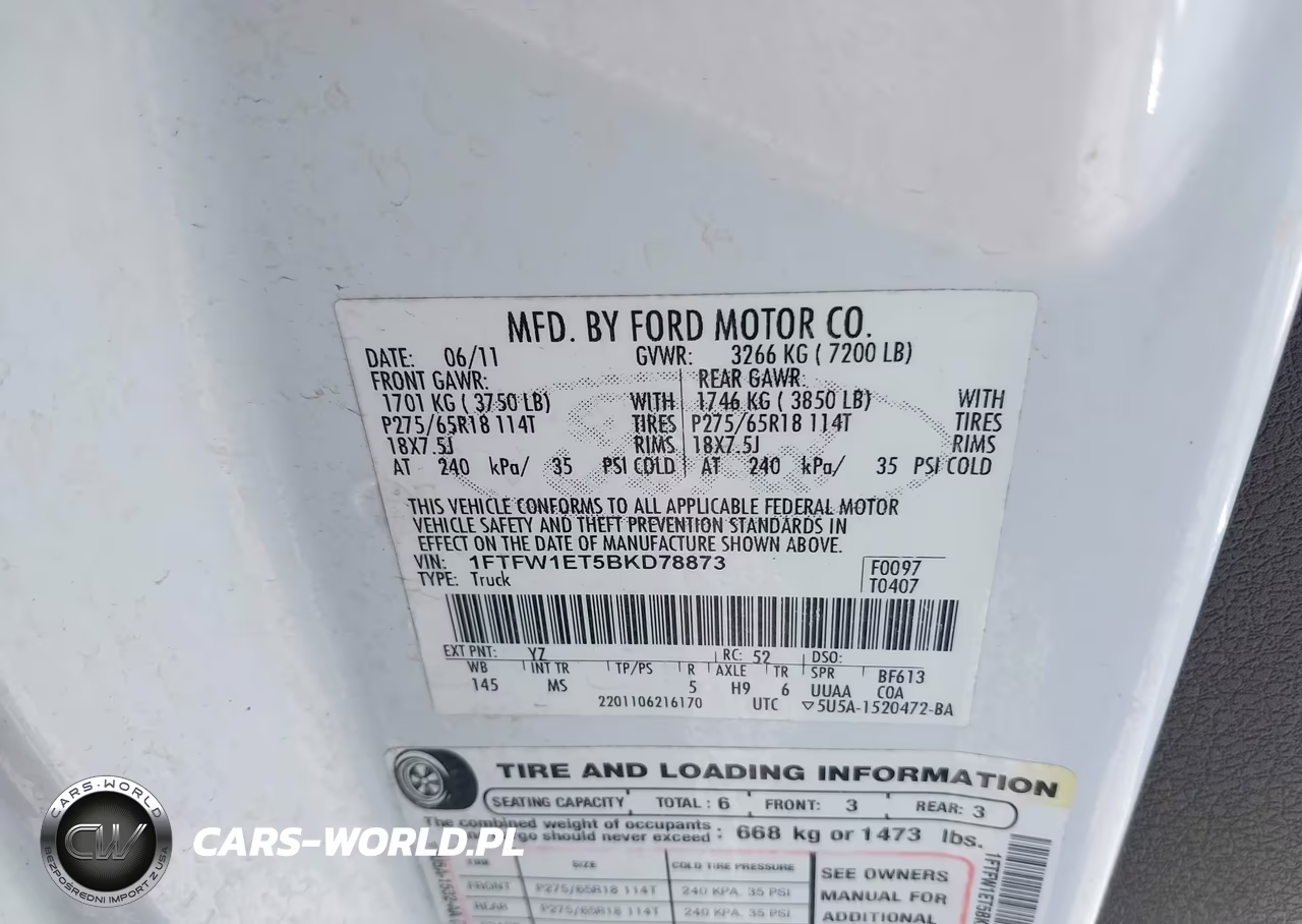 2011 Ford F-150 Xlt VIN:1FTFW1ET5BKD78873 - 9