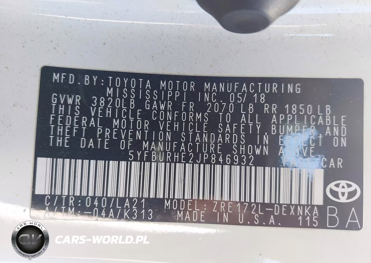 2018 Toyota Corolla Xle VIN:5YFBURHE2JP846932 - 9