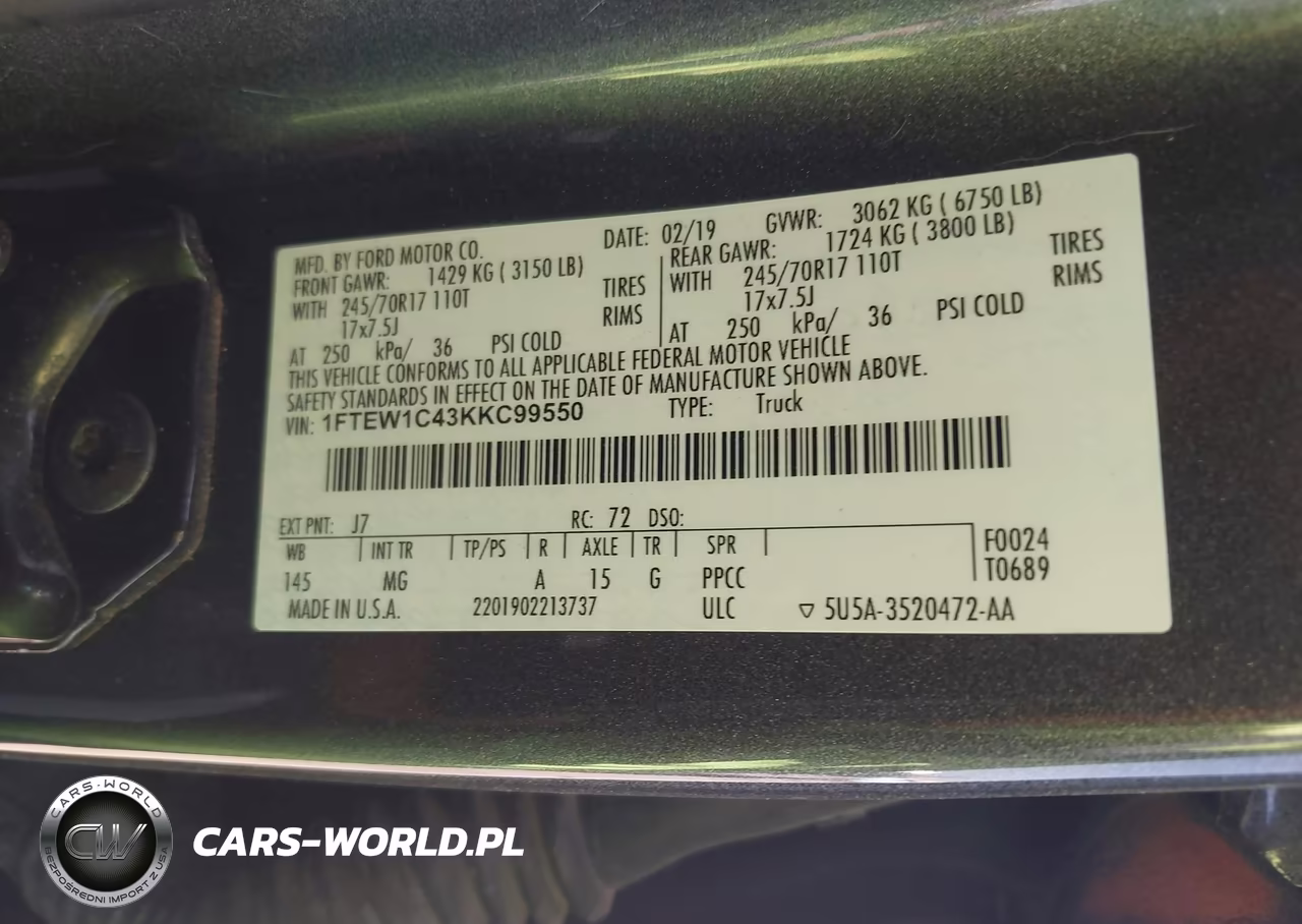 2019 Ford F-150 Xlt VIN:1FTEW1C43KKC99550 - 9