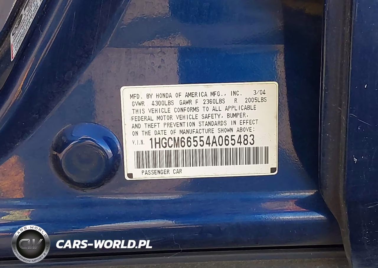 2004 Honda Accord 3.0 Ex VIN:1HGCM66554A065483 - 9