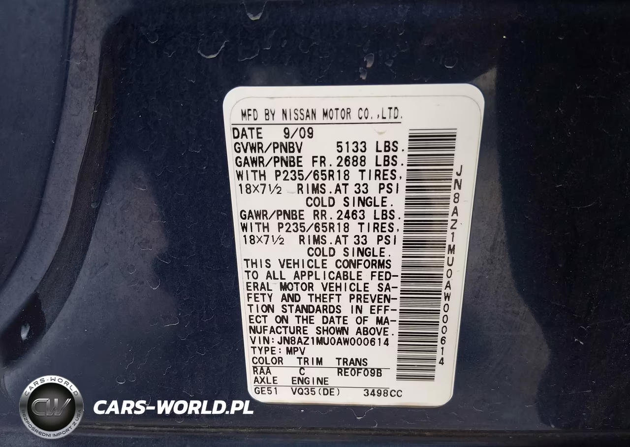 2010 Nissan Murano Sl VIN:JN8AZ1MU0AW000614 - 9