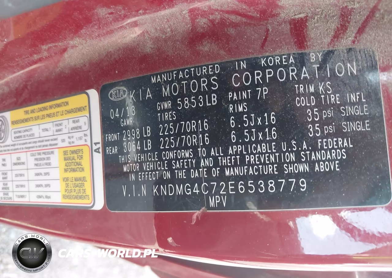 2014 Kia Sedona Lx VIN:KNDMG4C72E6538779 - 9