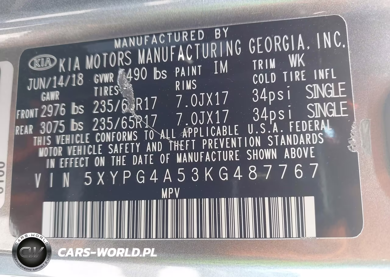 2019 Kia Sorento 3.3L Lx VIN:5XYPG4A53KG487767 - 9