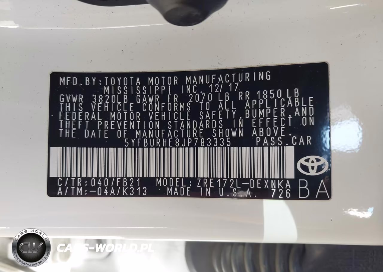 2018 Toyota Corolla Le VIN:5YFBURHE8JP783335 - 9