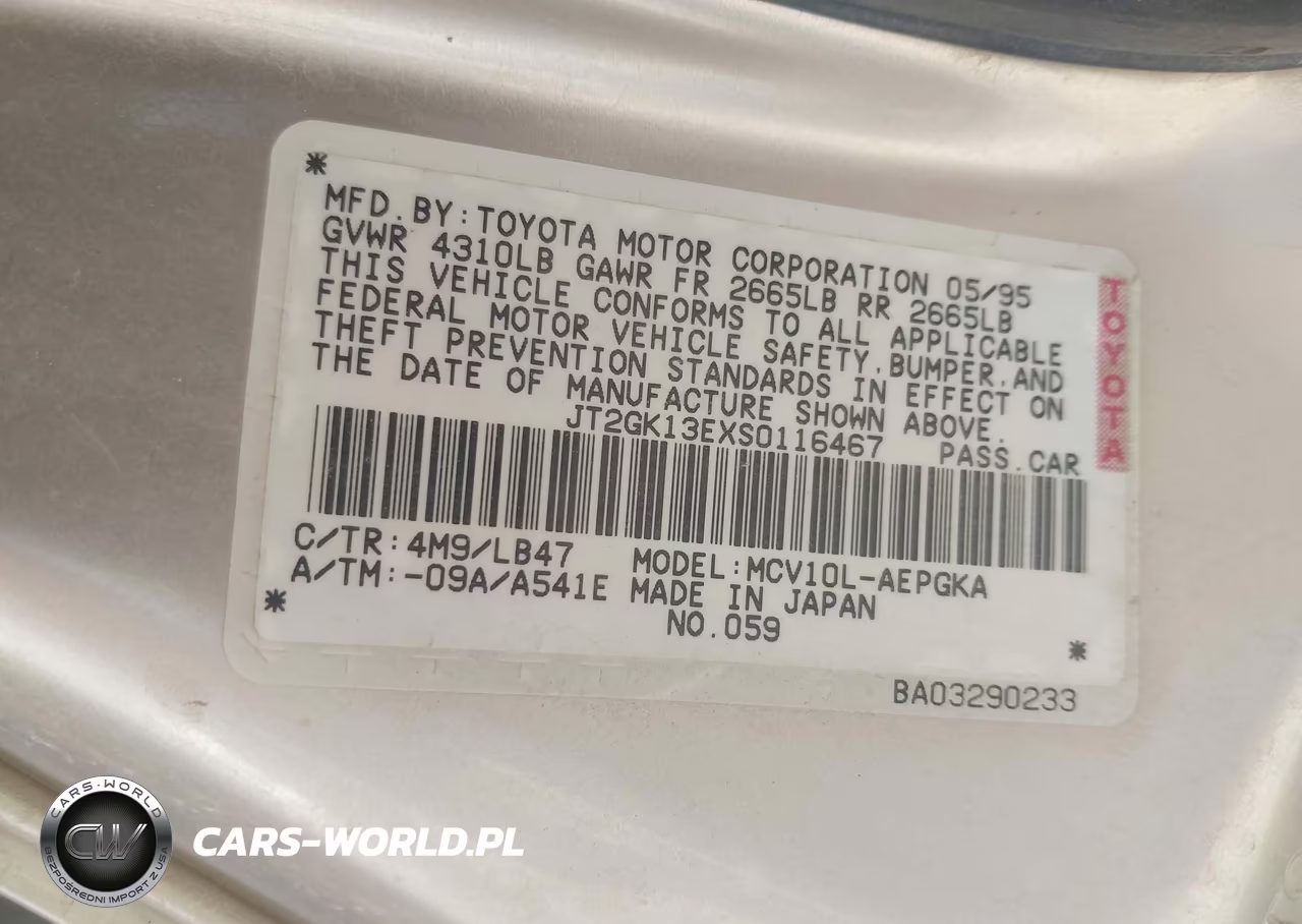 1995 Toyota Camry Xle VIN:JT2GK13EXS0116467 - 9
