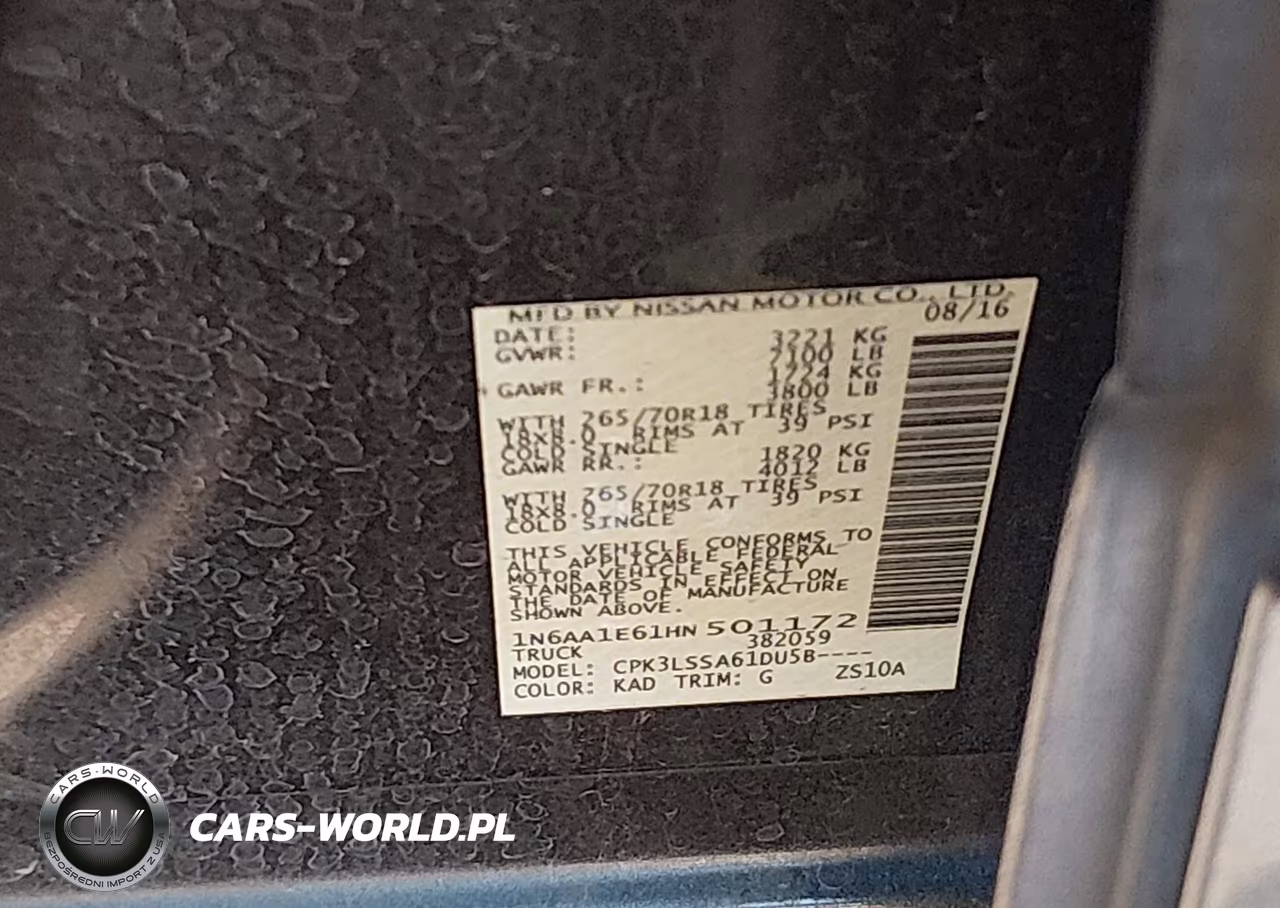 2017 Nissan Titan Sv VIN:1N6AA1E61HN501172 - 9