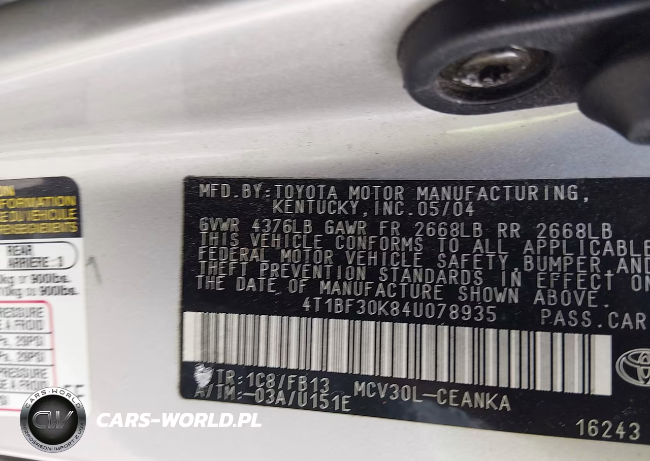 2004 Toyota Camry Le V6 VIN:4T1BF30K84U078935 - 9