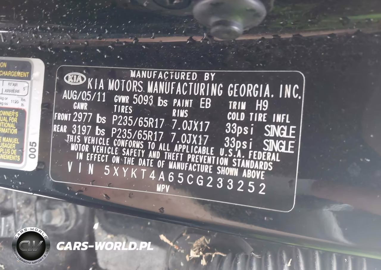 2012 Kia Sorento Lx VIN:5XYKT4A65CG233252 - 9