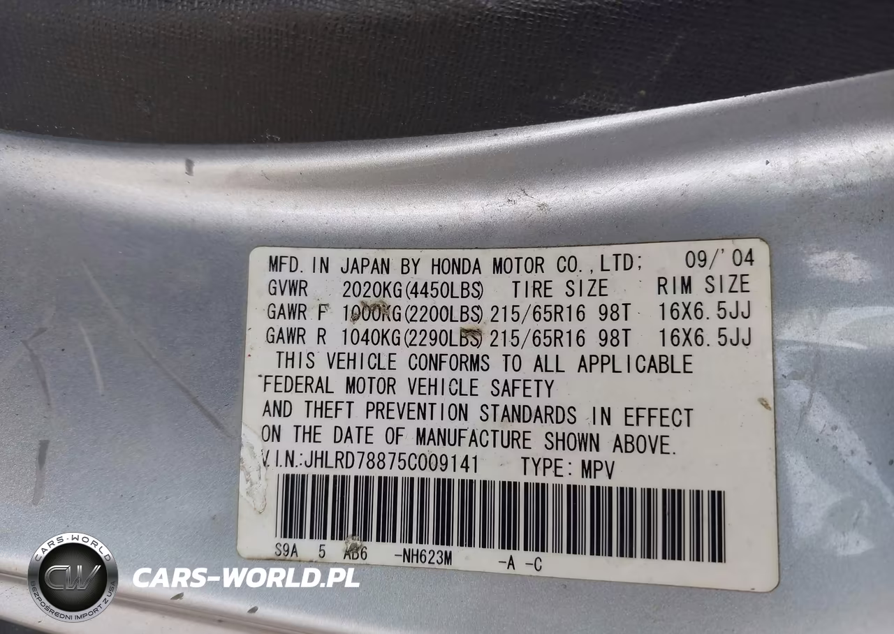 2005 Honda Cr-V Ex VIN:JHLRD78875C009141 - 9