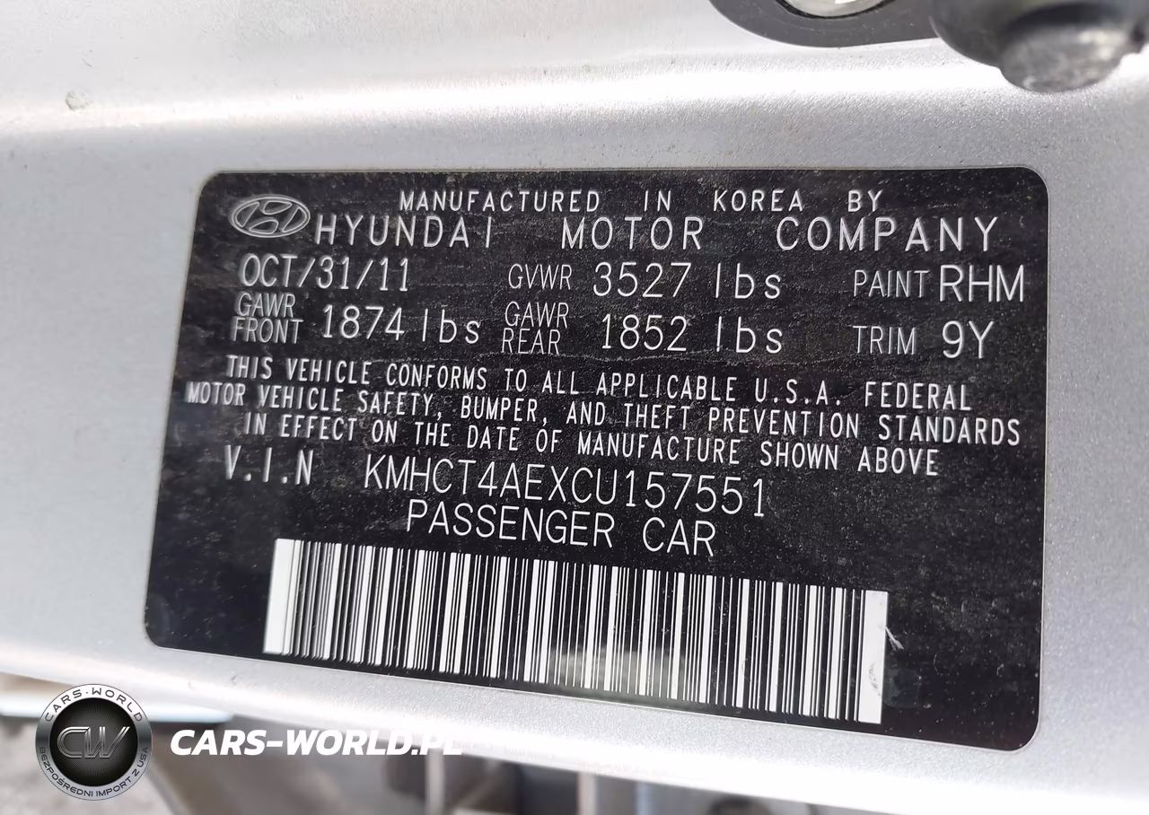 2012 Hyundai Accent Gls VIN:KMHCT4AEXCU157551 - 9