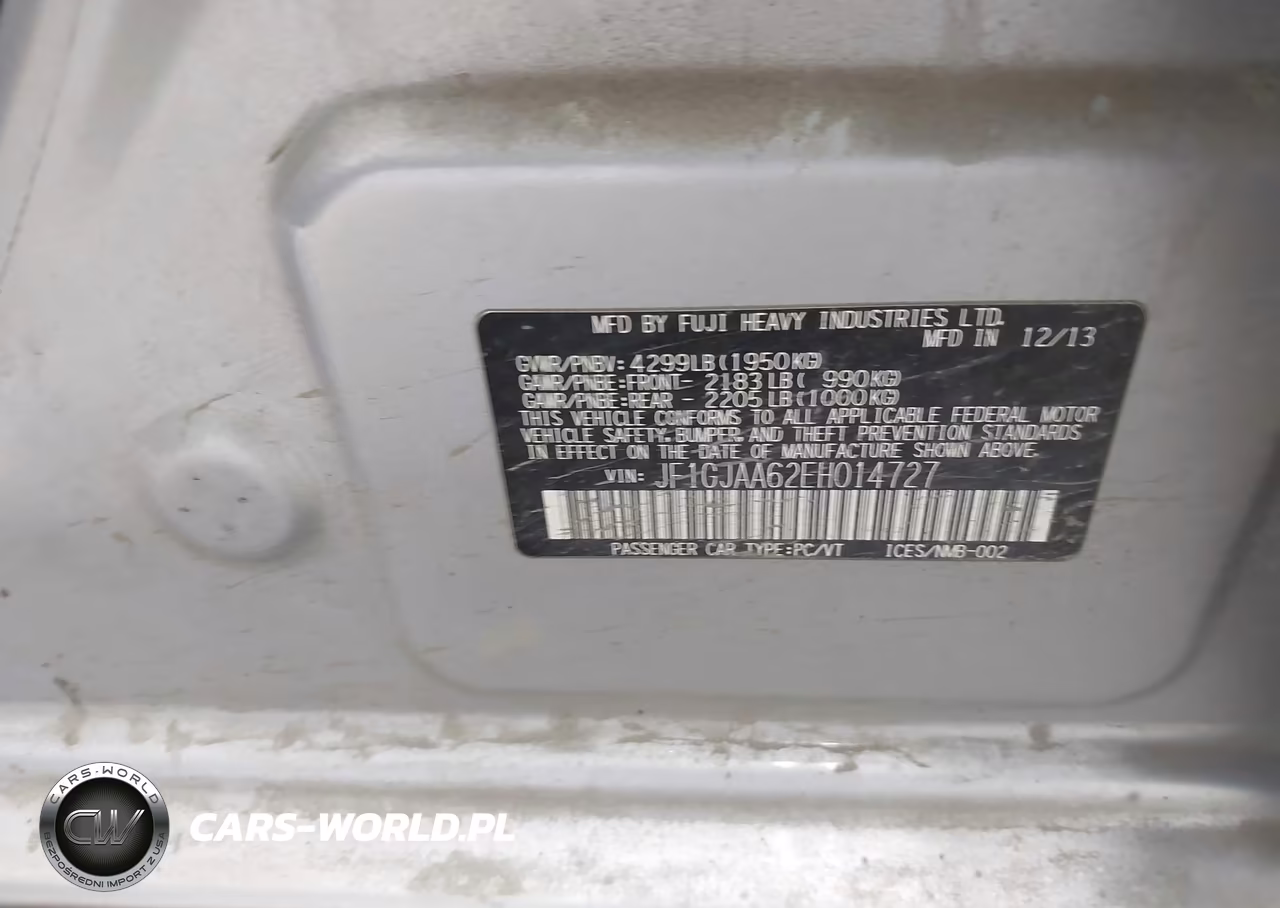2014 Subaru Impreza 2.0I VIN:JF1GJAA62EH014727 - 9
