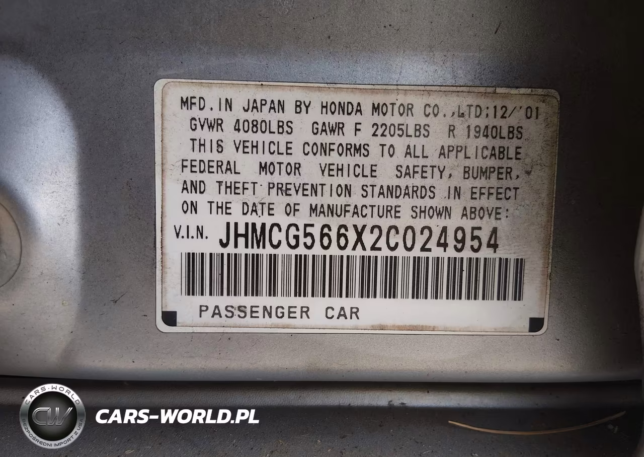 2002 Honda Accord 2.3 Ex VIN:JHMCG566X2C024954 - 9
