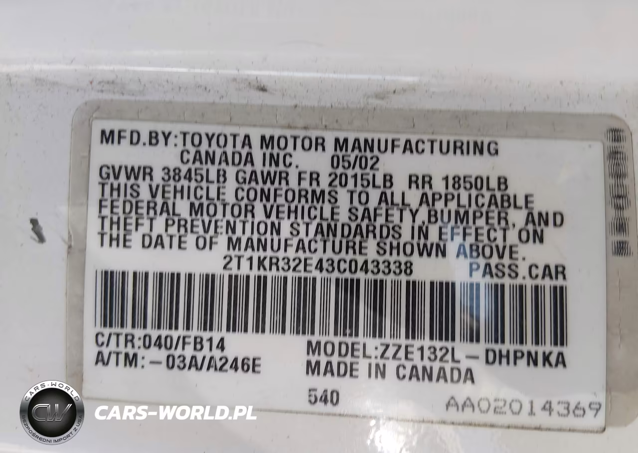 2003 Toyota Matrix Xr VIN:2T1KR32E43C043338 - 9