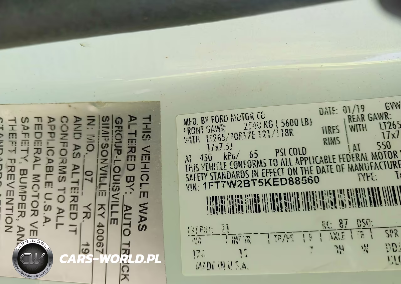 2019 Ford F-250 Xl VIN:1FT7W2BT5KED88560 - 9