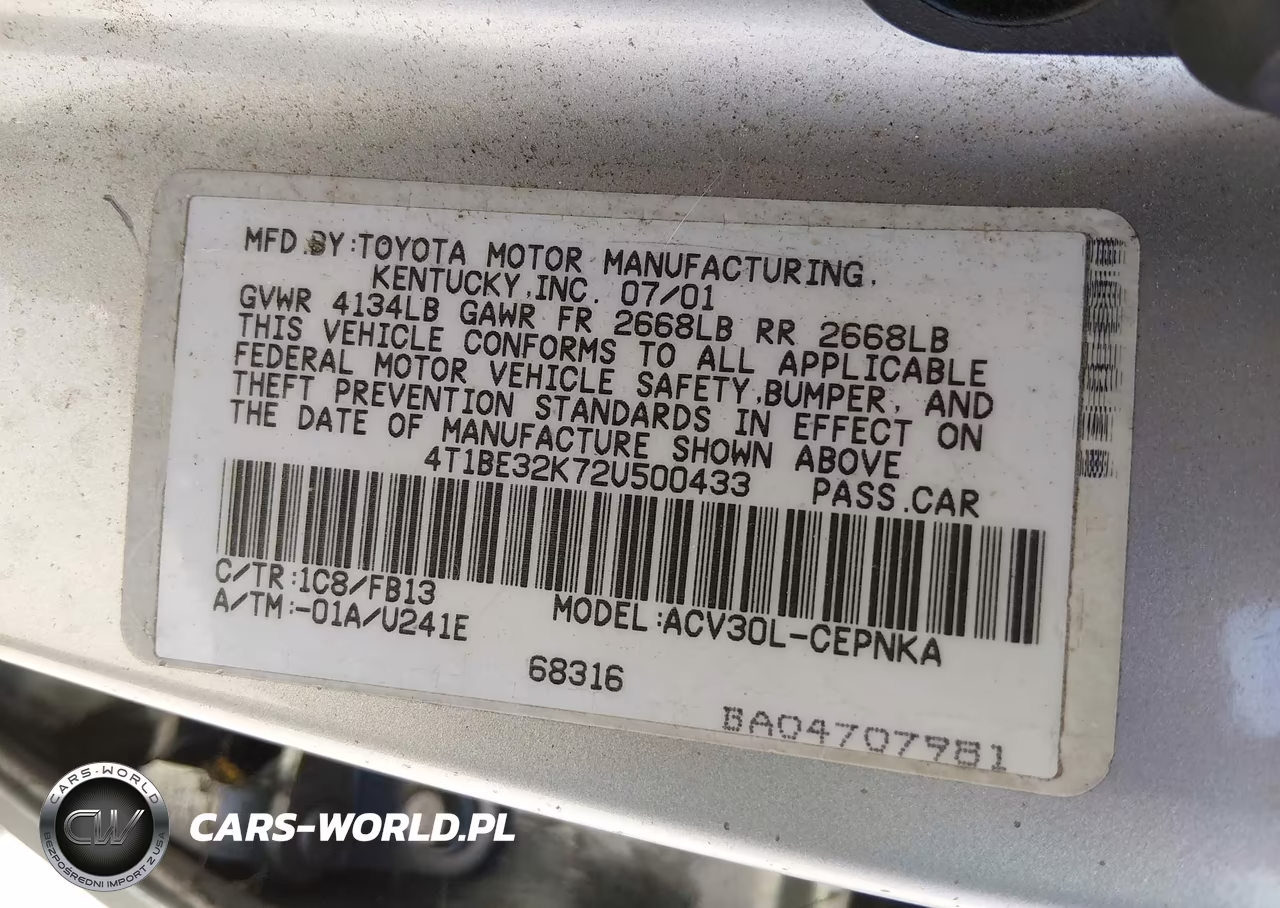 2002 Toyota Camry Le VIN:4T1BE32K72U500433 - 9