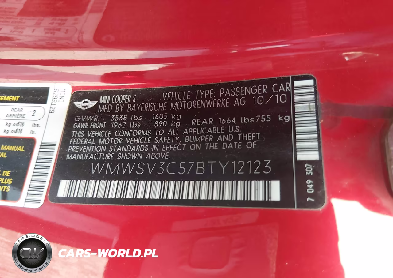 2011 Mini Cooper S VIN:WMWSV3C57BTY12123 - 9