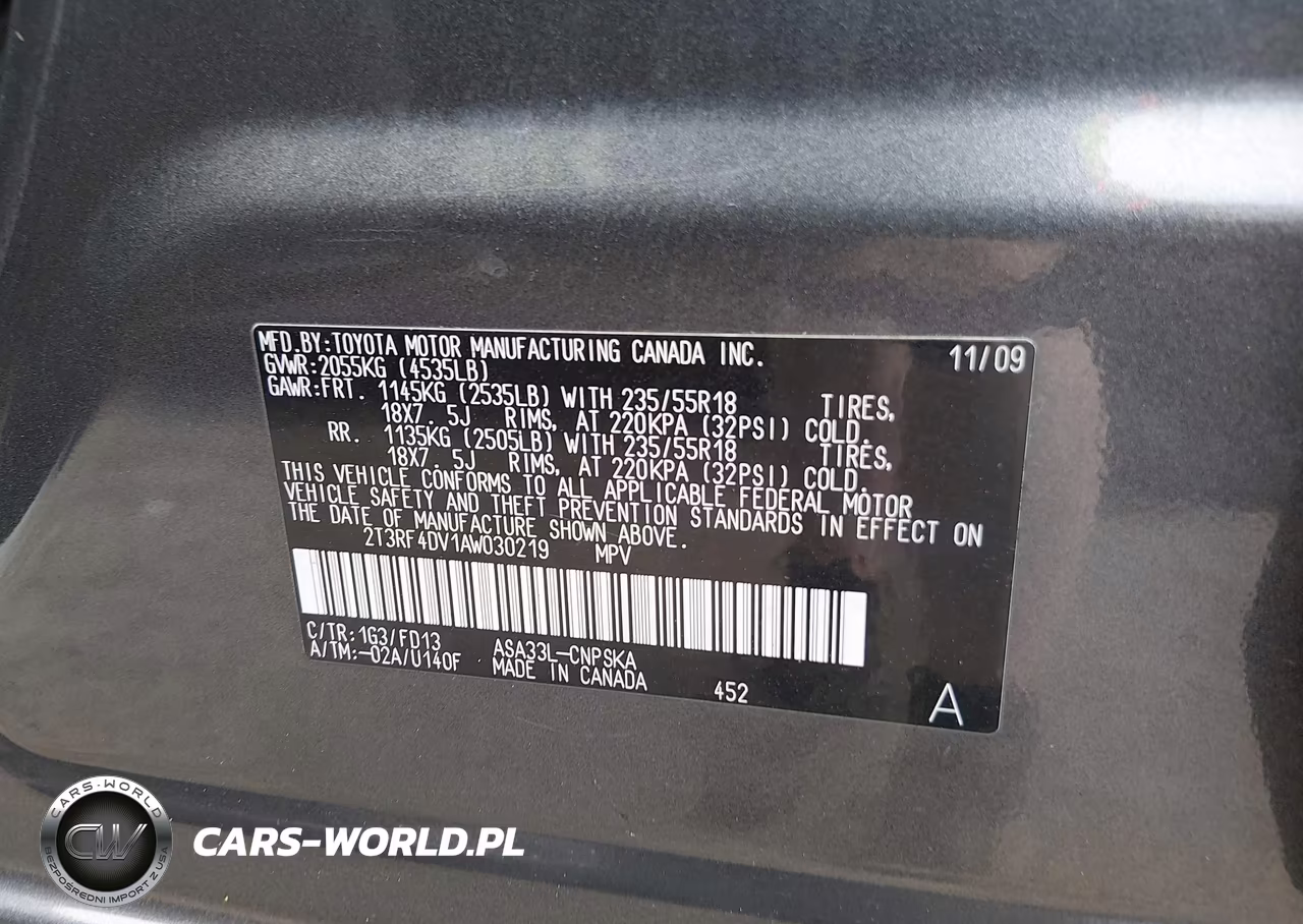 2010 Toyota Rav4 Sport VIN:2T3RF4DV1AW030219 - 9