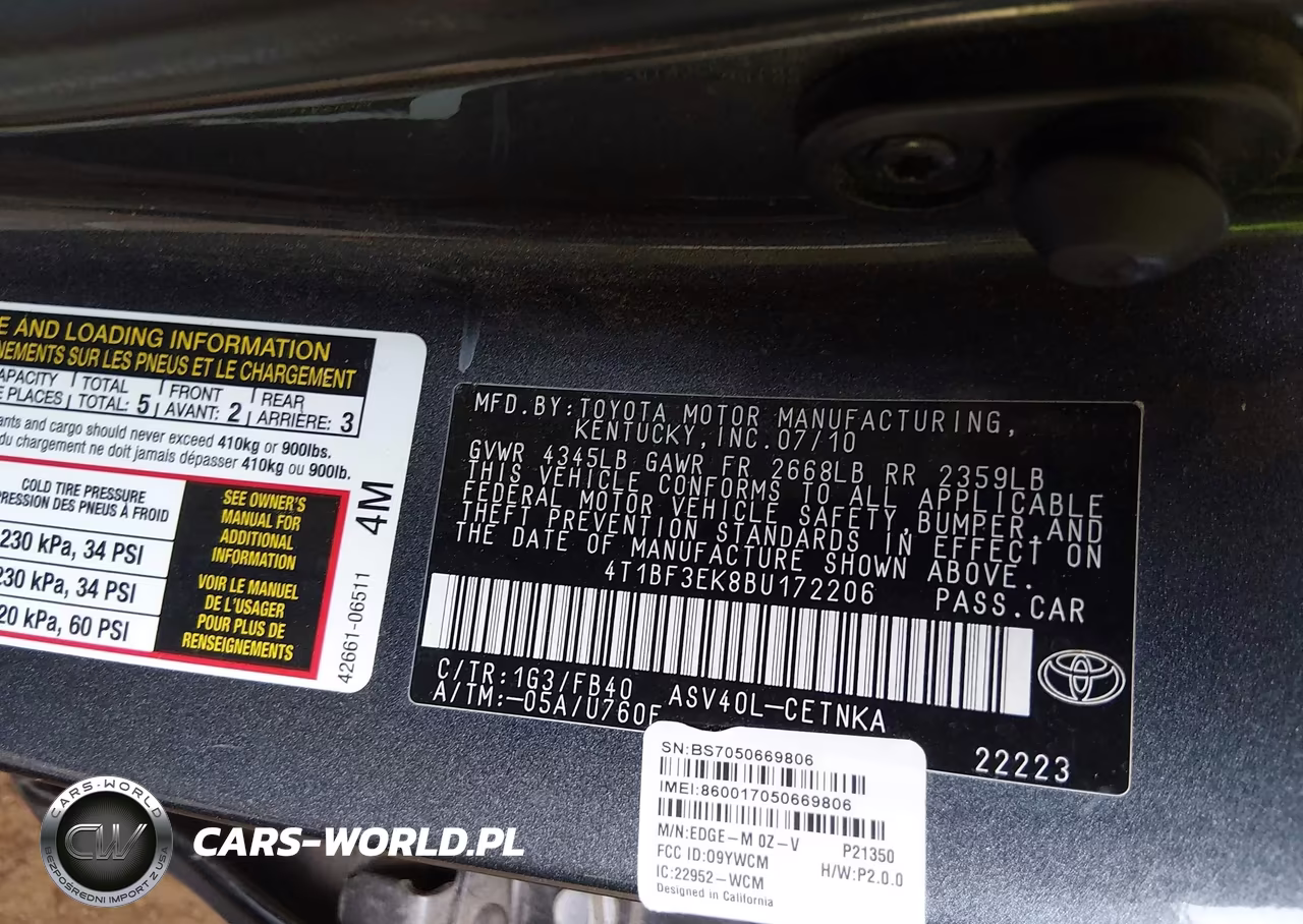 2011 Toyota Camry Le VIN:4T1BF3EK8BU172206 - 9