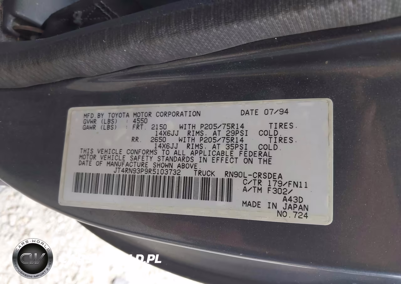 1994 Toyota Pickup 1-2 Ton Ex Lng Whlbase-Dx VIN:JT4RN93P9R5103732 - 9