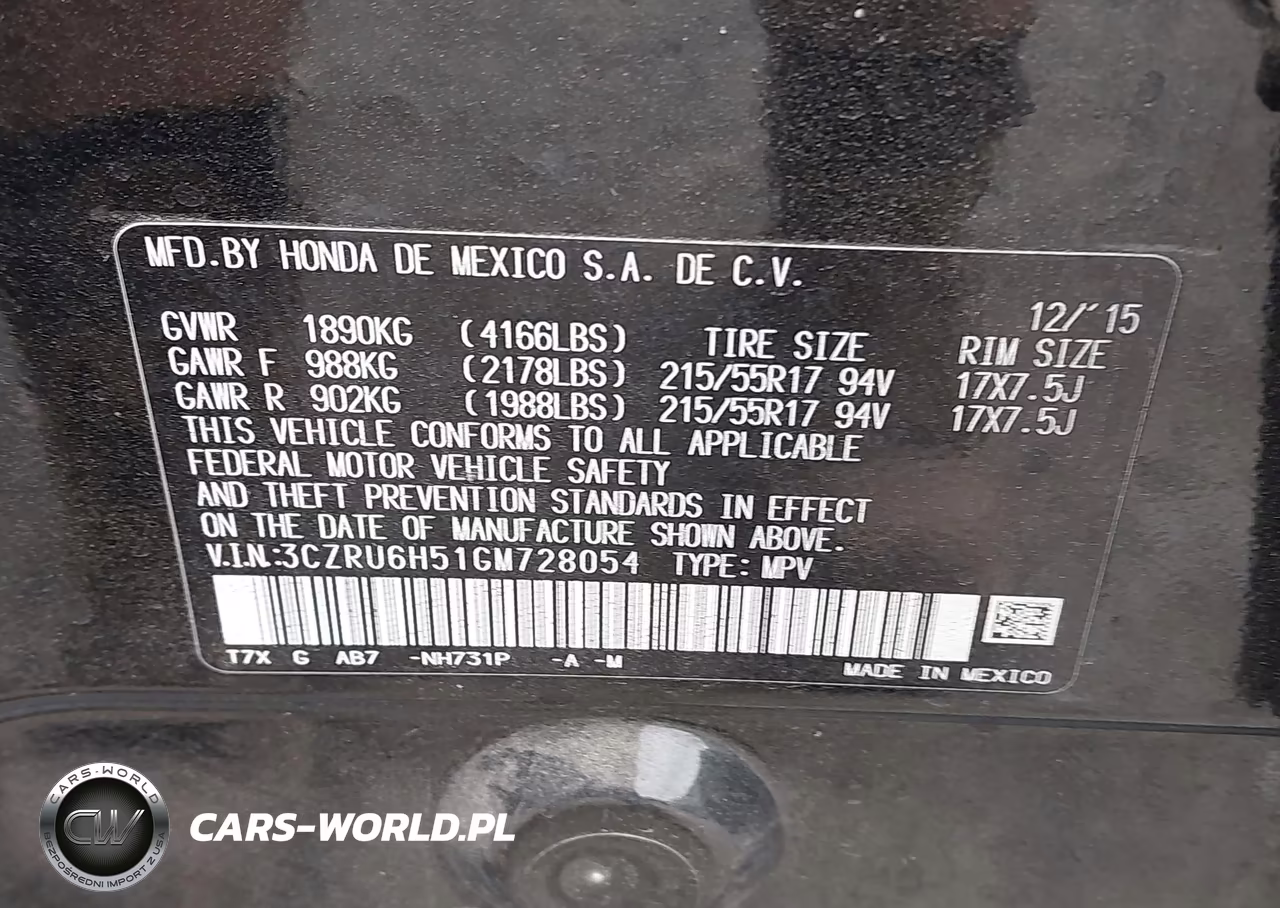 2016 Honda Hr-V Ex VIN:3CZRU6H51GM728054 - 9