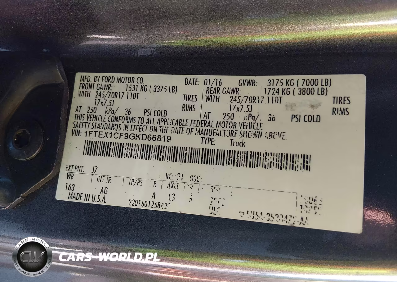2016 Ford F-150 Xl VIN:1FTEX1CF9GKD66819 - 9
