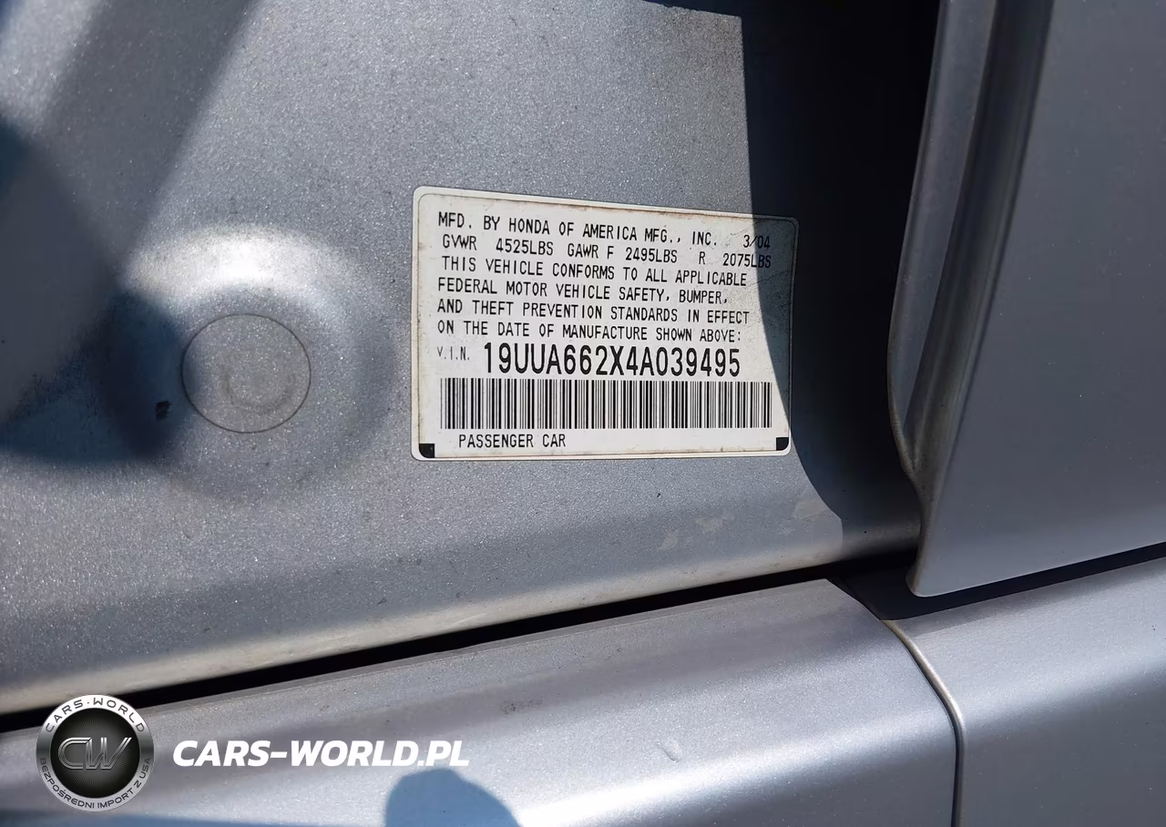 2004 Acura Tl Base W-Nav System (A5) VIN:19UUA662X4A039495 - 9