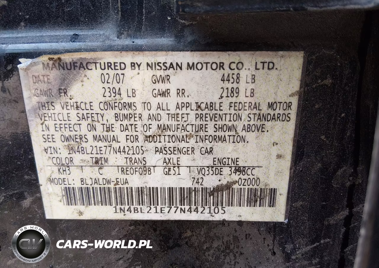 2007 Nissan Altima 3.5 Se VIN:1N4BL21E77N442105 - 9