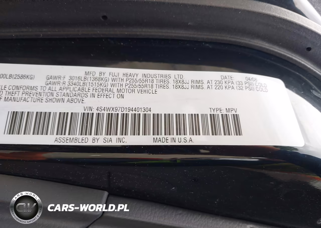2009 Subaru Tribeca Limited 7-Passenger-Special Edition 7-Passenger VIN:4S4WX97D194401304 - 9