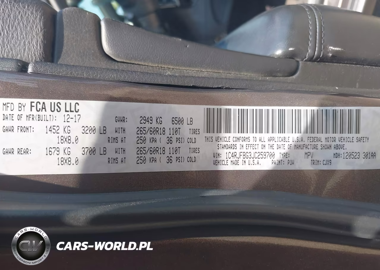 2018 Jeep Grand Cherokee Limited 4X4 VIN:1C4RJFBG3JC259700 - 9