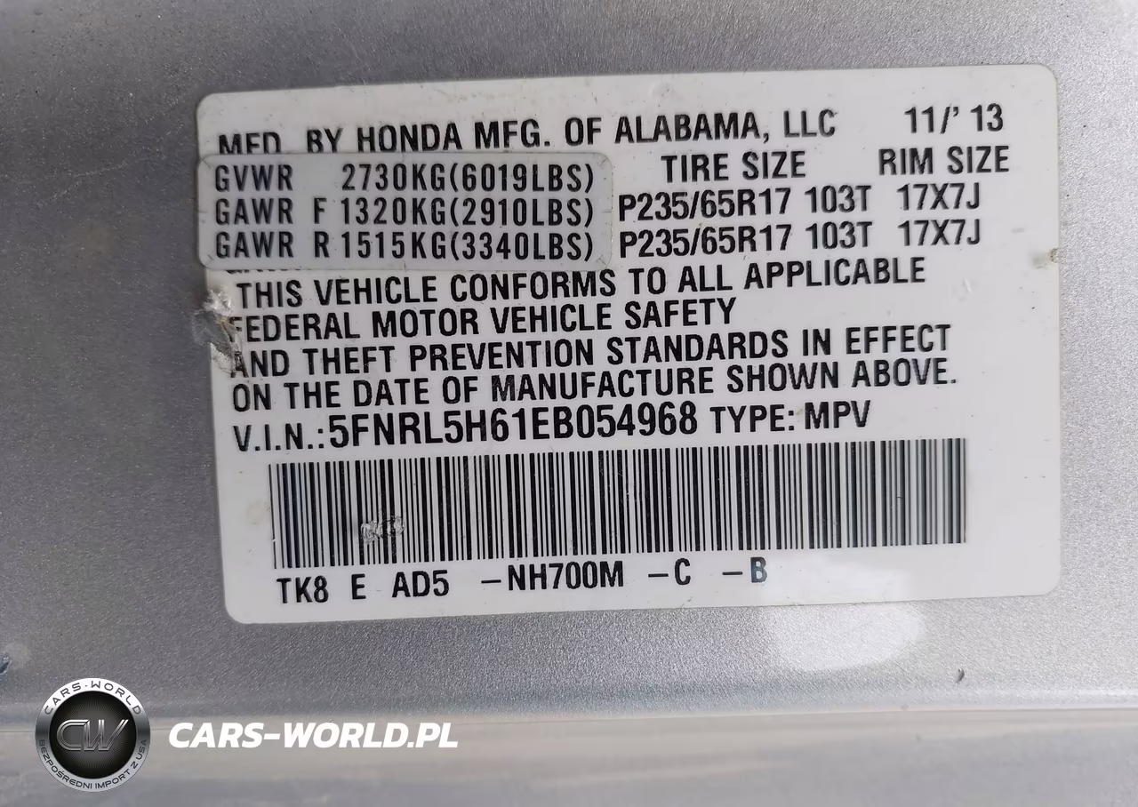 2014 Honda Odyssey Ex-L VIN:5FNRL5H61EB054968 - 9
