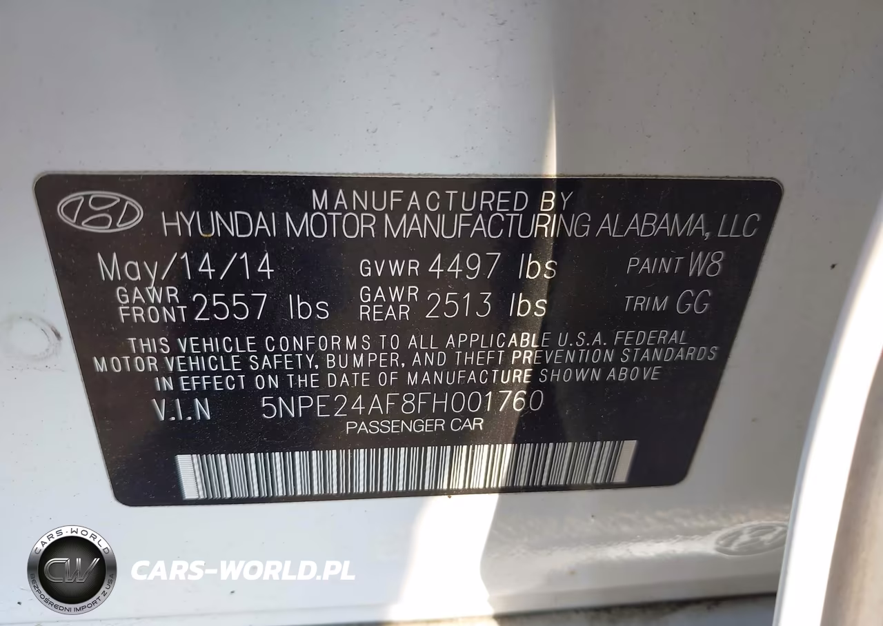 2015 Hyundai Sonata Se VIN:5NPE24AF8FH001760 - 9