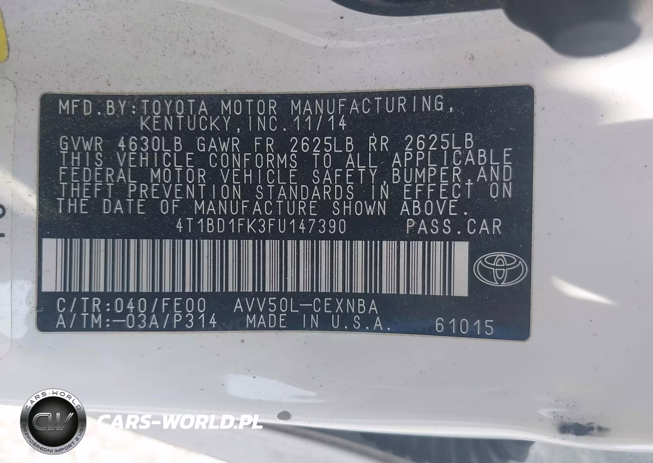 2015 Toyota Camry Hybrid Le VIN:4T1BD1FK3FU147390 - 9