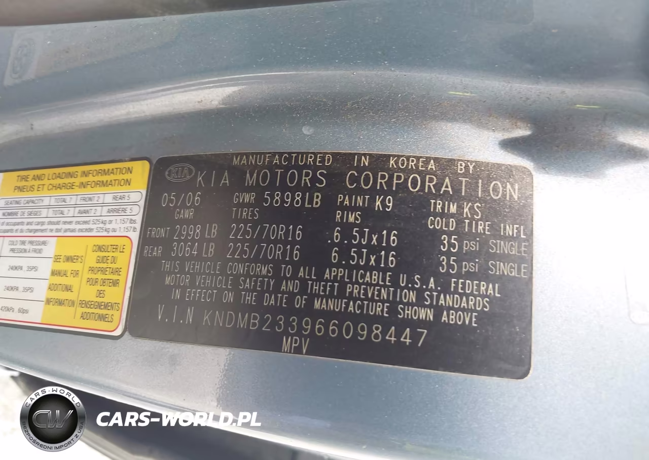 2006 Kia Sedona Ex-Lx VIN:KNDMB233966098447 - 9