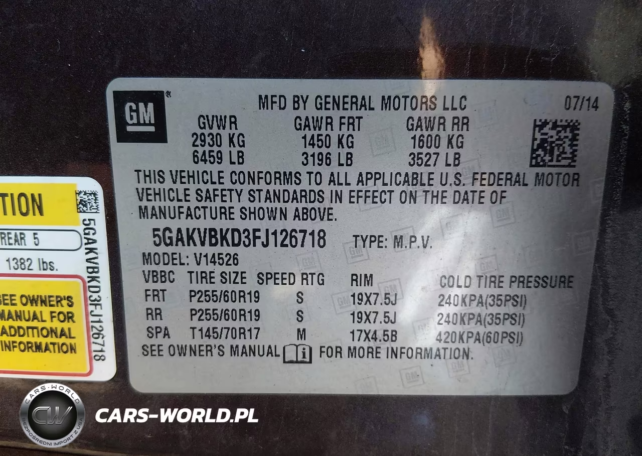 2015 Buick Enclave Leather VIN:5GAKVBKD3FJ126718 - 9
