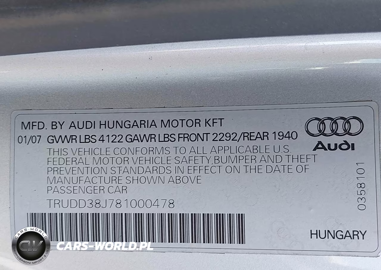 2008 Audi Tt 3.2 VIN:TRUDD38J781000478 - 9
