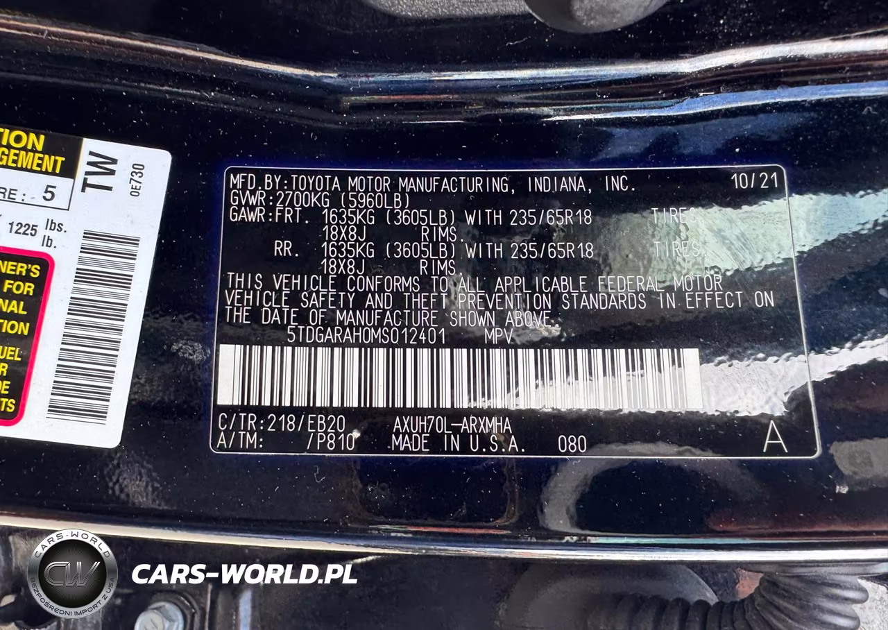 2021 Toyota Highlander Hybrid Xle VIN:5TDGARAH0MS012401 - 9